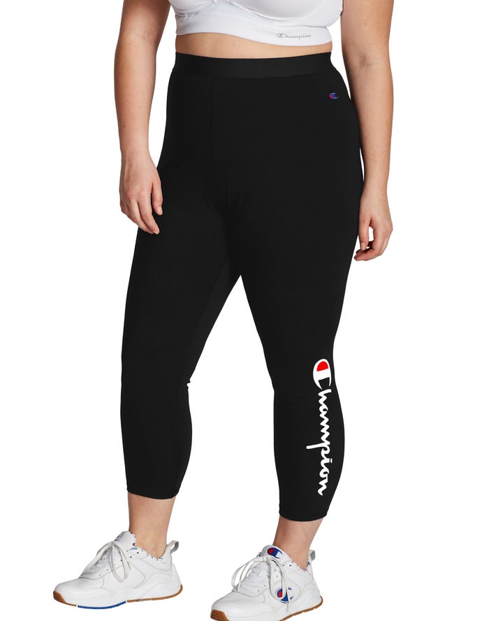 Champion Legging Dames - Zwart - Plus Authentic Script Logo ( 769102-EWK )